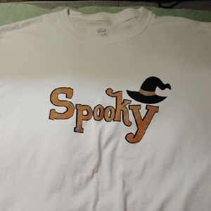 Men's White Vintage Large Fruit of the Loom Spooky Halloween Witch Shirt